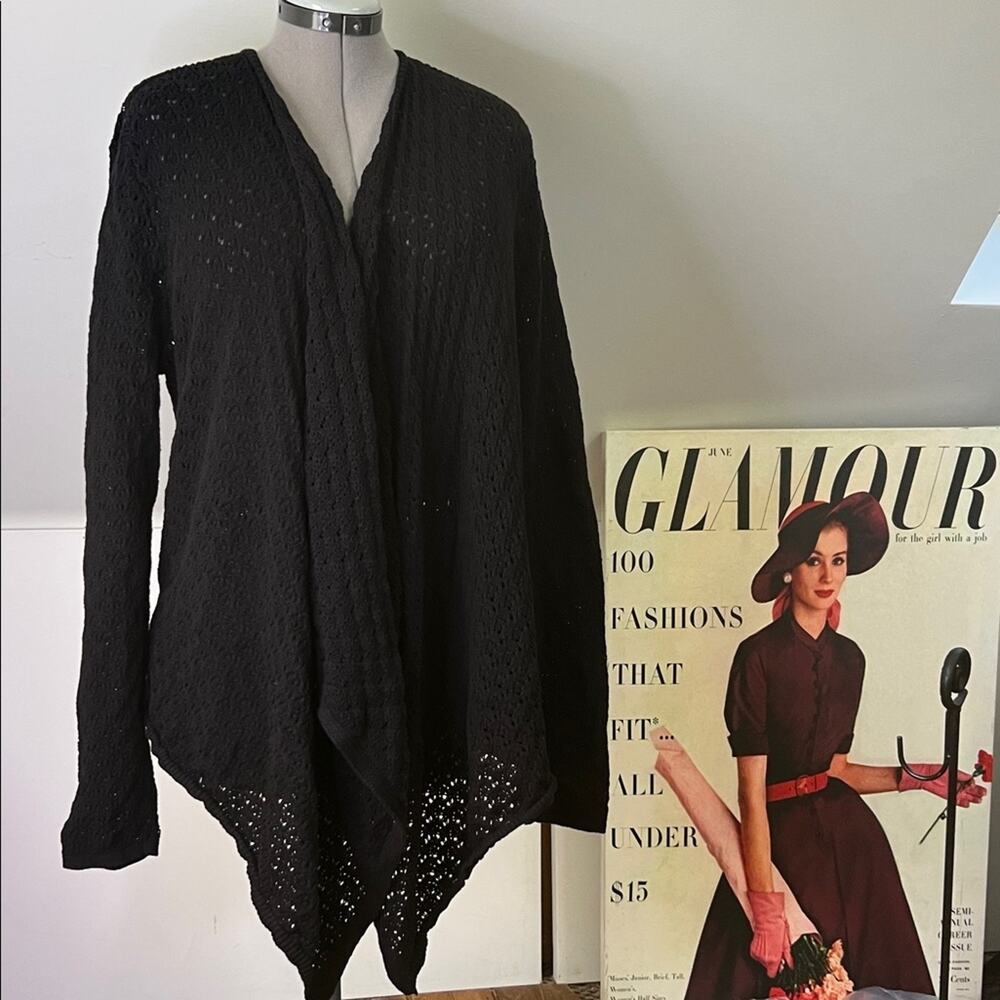Johnny Was cardigan open front women’s cotton open weave gray Sweater all season